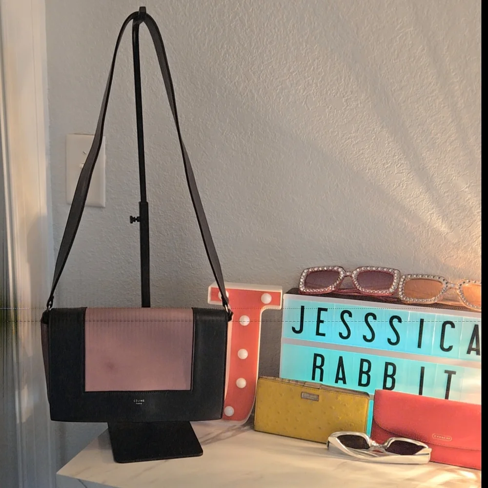 Celine Pink and Gray MEDIUM FRAME Leather Shoulder Bag - Picture 13 of 16